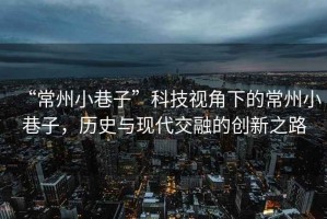 “常州小巷子”科技視角下的常州小巷子，歷史與現(xiàn)代交融的創(chuàng)新之路