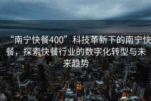 “南寧快餐400”科技革新下的南寧快餐，探索快餐行業(yè)的數(shù)字化轉(zhuǎn)型與未來趨勢