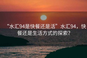 “水匯94是快餐還是活”水匯94，快餐還是生活方式的探索？
