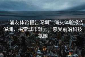 “浦友體驗報告深圳”浦友體驗報告深圳，探索城市魅力，感受前沿科技氛圍
