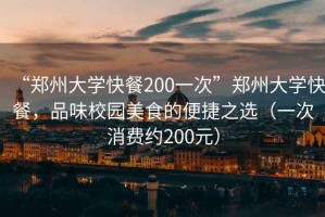 “鄭州大學(xué)快餐200一次”鄭州大學(xué)快餐，品味校園美食的便捷之選（一次消費約200元）