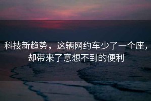 科技新趨勢(shì)，這輛網(wǎng)約車少了一個(gè)座，卻帶來(lái)了意想不到的便利
