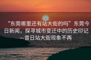 “東莞哪里還有站大街的嗎”東莞今日新聞，探尋城市變遷中的歷史印記—昔日站大街現(xiàn)象不再
