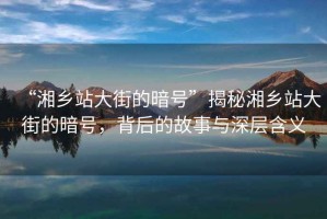 “湘鄉(xiāng)站大街的暗號(hào)”揭秘湘鄉(xiāng)站大街的暗號(hào)，背后的故事與深層含義