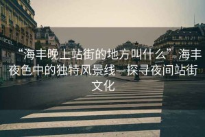 “海豐晚上站街的地方叫什么”海豐夜色中的獨特風(fēng)景線—探尋夜間站街文化