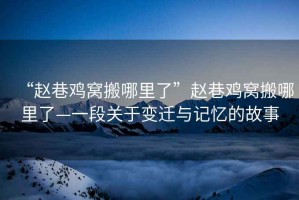 “趙巷雞窩搬哪里了”趙巷雞窩搬哪里了—一段關(guān)于變遷與記憶的故事