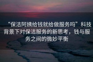 “保潔阿姨給錢就給做服務嗎”科技背景下對保潔服務的新思考，錢與服務之間的微妙平衡