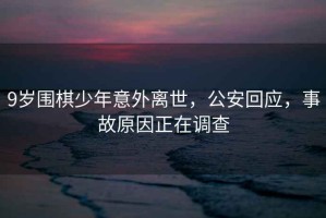 9歲圍棋少年意外離世，公安回應(yīng)，事故原因正在調(diào)查