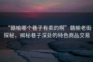 “贛榆哪個巷子有賣的啊”贛榆老街探秘，揭秘巷子深處的特色商品交易