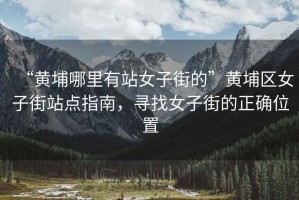 “黃埔哪里有站女子街的”黃埔區(qū)女子街站點(diǎn)指南，尋找女子街的正確位置