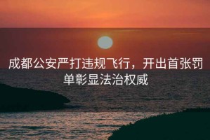 成都公安嚴(yán)打違規(guī)飛行，開出首張罰單彰顯法治權(quán)威
