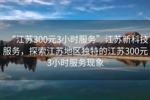 “江蘇300元3小時(shí)服務(wù)”江蘇新科技服務(wù)，探索江蘇地區(qū)獨(dú)特的江蘇300元3小時(shí)服務(wù)現(xiàn)象