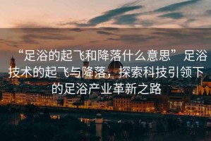 “足浴的起飛和降落什么意思”足浴技術的起飛與降落，探索科技引領下的足浴產業(yè)革新之路