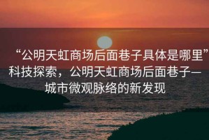 “公明天虹商場后面巷子具體是哪里”科技探索，公明天虹商場后面巷子—城市微觀脈絡(luò)的新發(fā)現(xiàn)