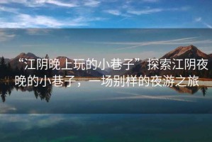 “江陰晚上玩的小巷子”探索江陰夜晚的小巷子，一場(chǎng)別樣的夜游之旅