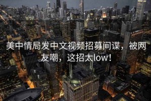 美中情局發(fā)中文視頻招募間諜，被網(wǎng)友嘲，這招太low！