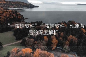 “一夜情軟件”一夜情軟件，現(xiàn)象背后的深度解析