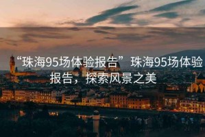 “珠海95場體驗報告”珠海95場體驗報告，探索風景之美