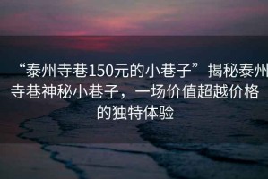 “泰州寺巷150元的小巷子”揭秘泰州寺巷神秘小巷子，一場(chǎng)價(jià)值超越價(jià)格的獨(dú)特體驗(yàn)