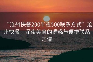“滄州快餐200半夜500聯(lián)系方式”滄州快餐，深夜美食的誘惑與便捷聯(lián)系之道