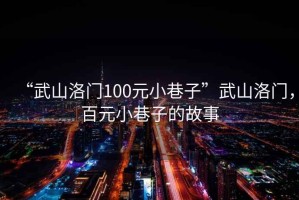 “武山洛門100元小巷子”武山洛門，百元小巷子的故事
