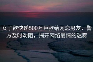 女子欲快遞500萬(wàn)巨款給網(wǎng)戀男友，警方及時(shí)勸阻，揭開網(wǎng)絡(luò)愛情的迷霧