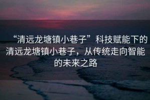 “清遠(yuǎn)龍?zhí)伶?zhèn)小巷子”科技賦能下的清遠(yuǎn)龍?zhí)伶?zhèn)小巷子，從傳統(tǒng)走向智能的未來之路