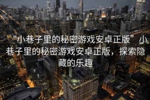 “小巷子里的秘密游戲安卓正版”小巷子里的秘密游戲安卓正版，探索隱藏的樂趣