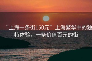 “上海一條街150元”上海繁華中的獨特體驗，一條價值百元的街