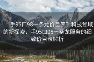 “手95口98一條龍價(jià)目表”科技領(lǐng)域的新探索，手95口98一條龍服務(wù)的細(xì)致價(jià)目表解析