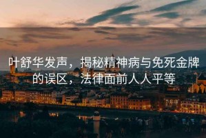 葉舒華發(fā)聲，揭秘精神病與免死金牌的誤區(qū)，法律面前人人平等