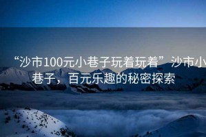 “沙市100元小巷子玩著玩著”沙市小巷子，百元樂趣的秘密探索