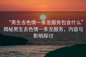 “男生去色情一條龍服務(wù)包含什么”揭秘男生去色情一條龍服務(wù)，內(nèi)容與影響探討