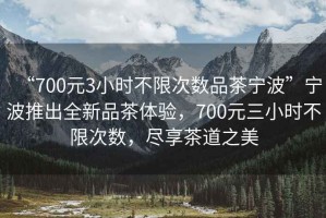 “700元3小時(shí)不限次數(shù)品茶寧波”寧波推出全新品茶體驗(yàn)，700元三小時(shí)不限次數(shù)，盡享茶道之美