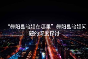 “舞陽(yáng)縣暗娼在哪里”舞陽(yáng)縣暗娼問題的深度探討