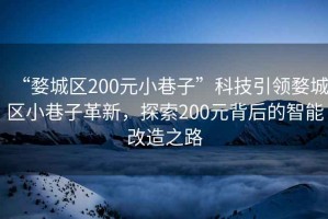 “婺城區(qū)200元小巷子”科技引領(lǐng)婺城區(qū)小巷子革新，探索200元背后的智能改造之路