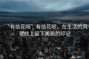 “有信花唄”有信花唄，在生活的風景線上留下美麗的印記