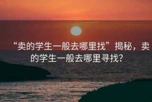 “賣的學(xué)生一般去哪里找”揭秘，賣的學(xué)生一般去哪里尋找？