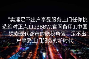 “賣淫足不出戶享受服務(wù)上門任你挑選絕對(duì)正點(diǎn)1123BBW.官網(wǎng)備用1.中國(guó)”探索現(xiàn)代都市的隱秘角落，足不出戶享受上門服務(wù)的新時(shí)代