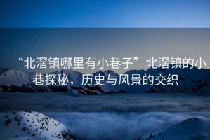 “北滘鎮(zhèn)哪里有小巷子”北滘鎮(zhèn)的小巷探秘，歷史與風景的交織