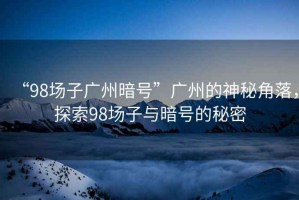 “98場(chǎng)子廣州暗號(hào)”廣州的神秘角落，探索98場(chǎng)子與暗號(hào)的秘密