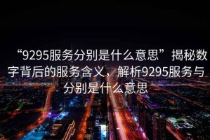 “9295服務(wù)分別是什么意思”揭秘數(shù)字背后的服務(wù)含義，解析9295服務(wù)與分別是什么意思