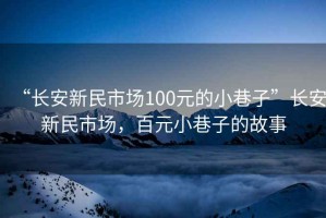 “長安新民市場100元的小巷子”長安新民市場，百元小巷子的故事