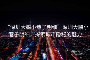 “深圳大鵬小巷子明細(xì)”深圳大鵬小巷子明細(xì)，探索城市隱秘的魅力