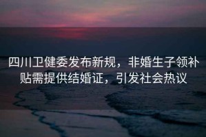 四川衛(wèi)健委發(fā)布新規(guī)，非婚生子領(lǐng)補貼需提供結(jié)婚證，引發(fā)社會熱議