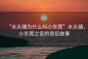 “水頭鎮(zhèn)為什么叫小東莞”水頭鎮(zhèn)，小東莞之名的背后故事