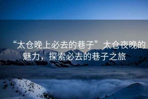 “太倉晚上必去的巷子”太倉夜晚的魅力，探索必去的巷子之旅