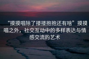 “摸摸唱除了摟摟抱抱還有啥”摸摸唱之外，社交互動中的多樣表達(dá)與情感交流的藝術(shù)
