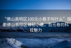 “佛山高明區(qū)100元小巷子叫什么”探索佛山高明區(qū)神秘小巷，百元巷的科技魅力