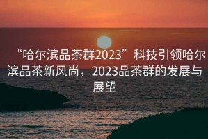 “哈爾濱品茶群2023”科技引領(lǐng)哈爾濱品茶新風(fēng)尚，2023品茶群的發(fā)展與展望